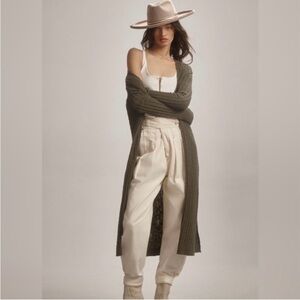 ANTHROPOLOGIE Pilcro Duster Cardigan Women’s Medium Olive Long Sweater